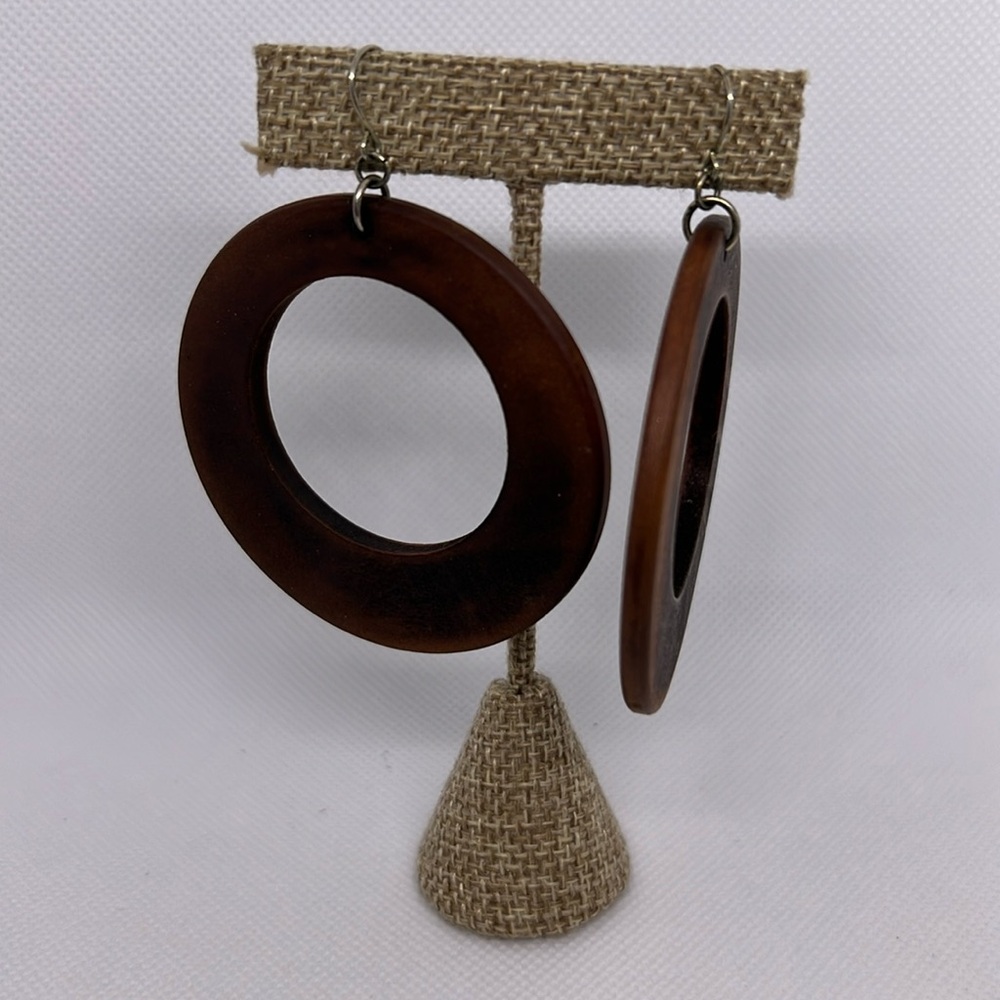 Vintage wooden hoop earrings